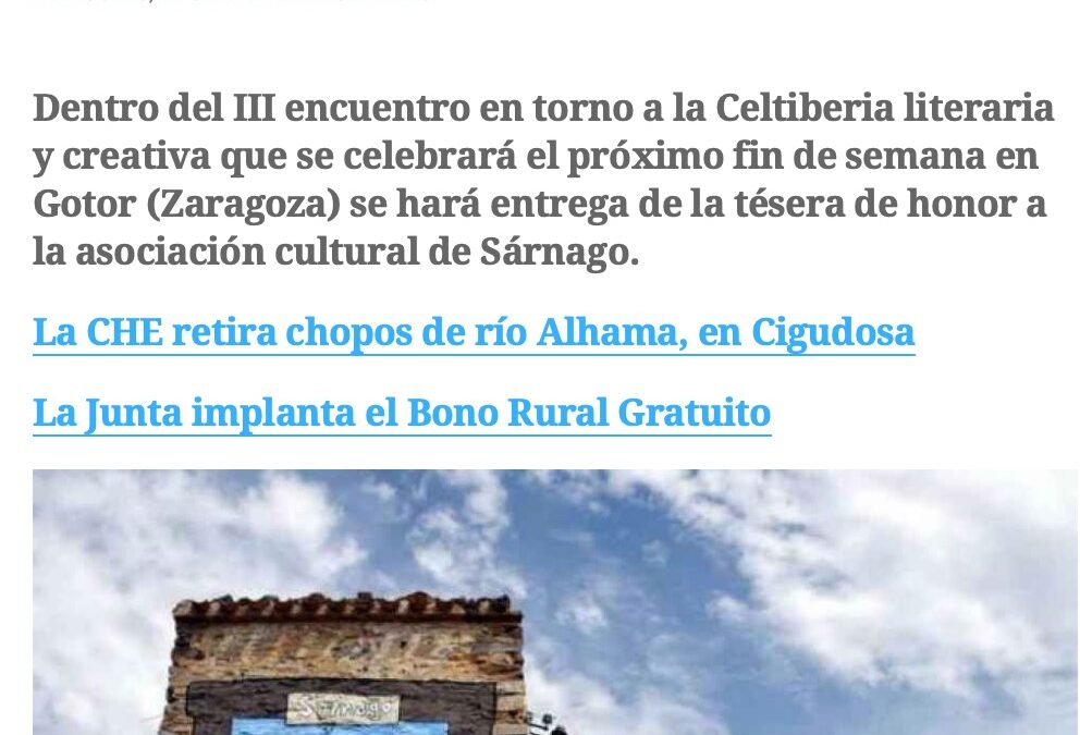 Nuevo reconocimiento para asociación cultural de Sárnago