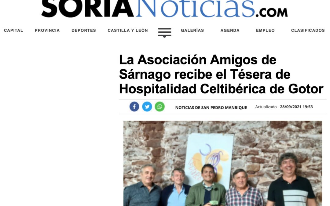 La Asociación Amigos de Sárnago recibe el Tésera de Hospitalidad Celtibérica de Gotor
