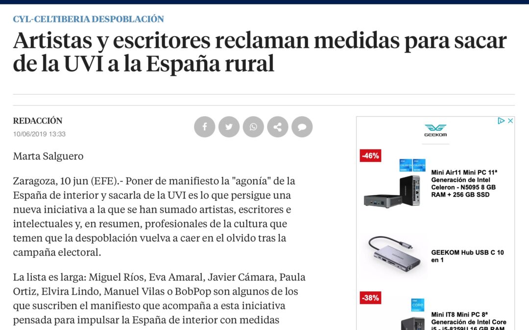 Artistas y escritores reclaman medidas para sacar de la UVI a la España rural